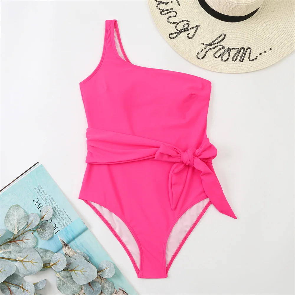 Bikini de flores Vintage para mujer, traje de baño Sexy con Push-Up, trajes de baño de cintura alta para vacaciones Y2K, conjunto de trajes de baño de playa con un solo hombro