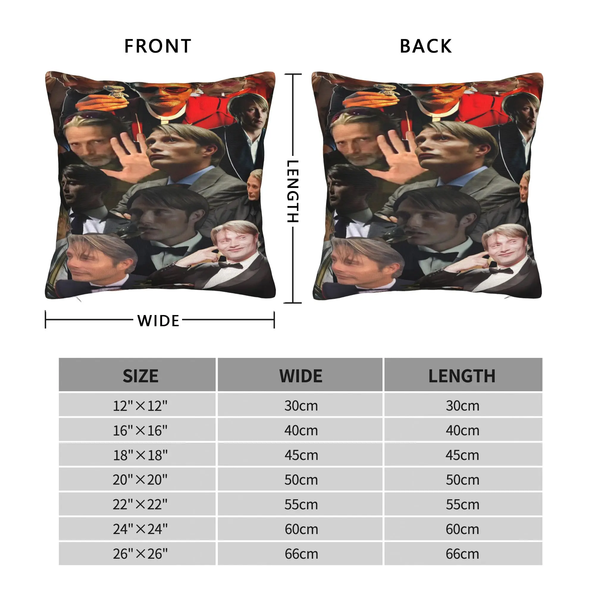 Mads Mikkelsen Danish Actor Photo  Pillow Case  Comfy Pillow Cover Funny Cushion Cover For Office Car Home Decor