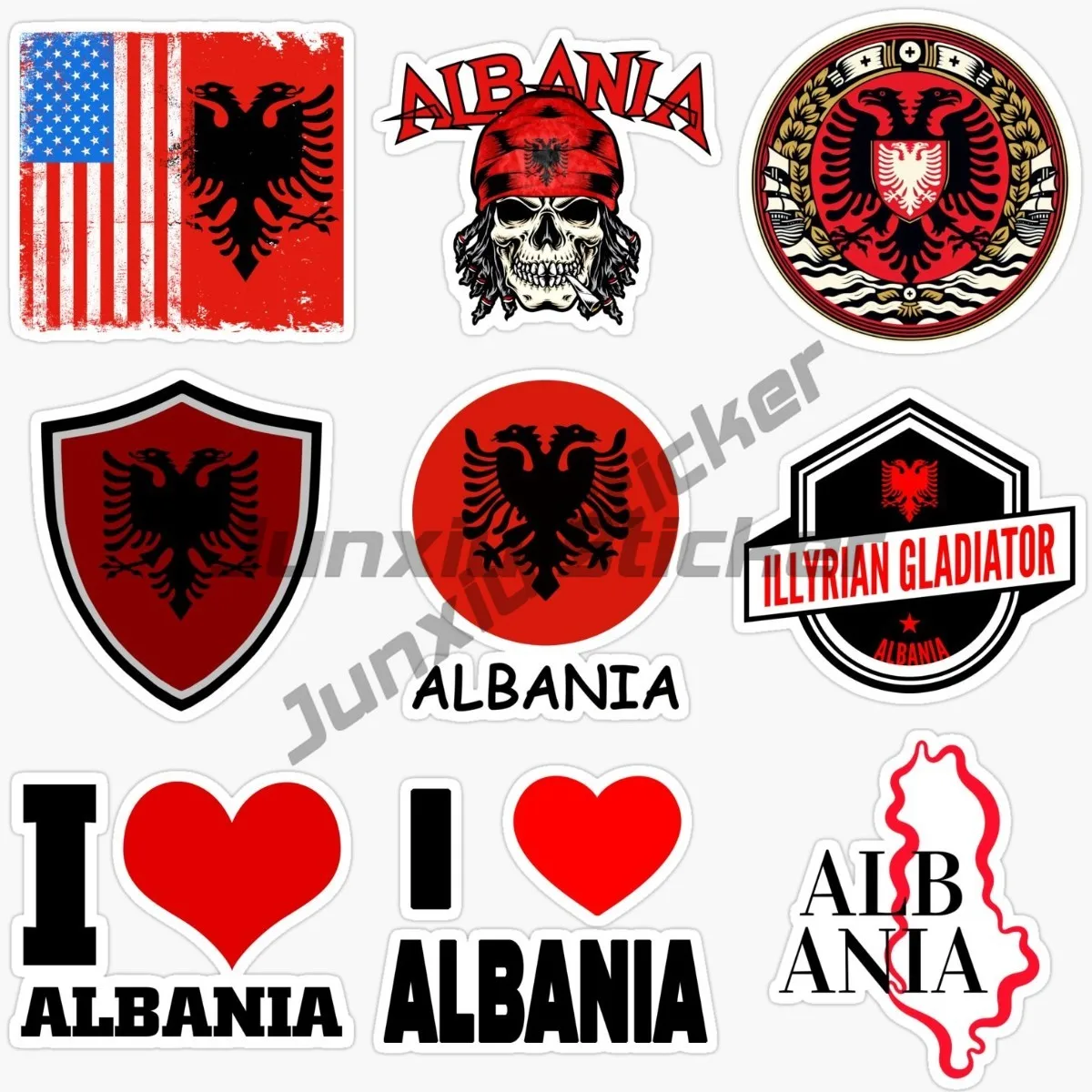 Albania Double Headed Eagle National Flag Map National Badge Car Stickers Car Radio Ambient Light Car Mats Baby Stroller Decals