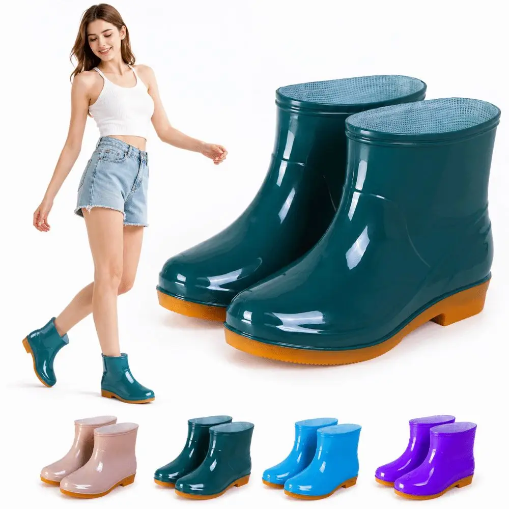 Non-slip Women's Short Rain Boots Waterproof Lightweight Garden Rain Shoes Low-top Durable Water Shoes For Outdoors,Kitchen,Work