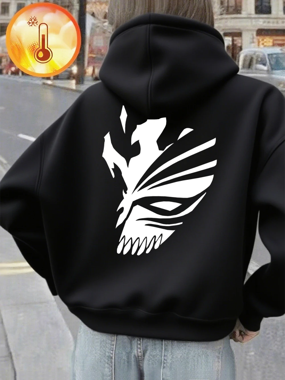 Bleach Ichigo Red Mask Printing Hoodies Damen Winter Fleece Warm Sweatshirt Casual Pocket Pullover Basics Lose Damenkleidung – Detail 22