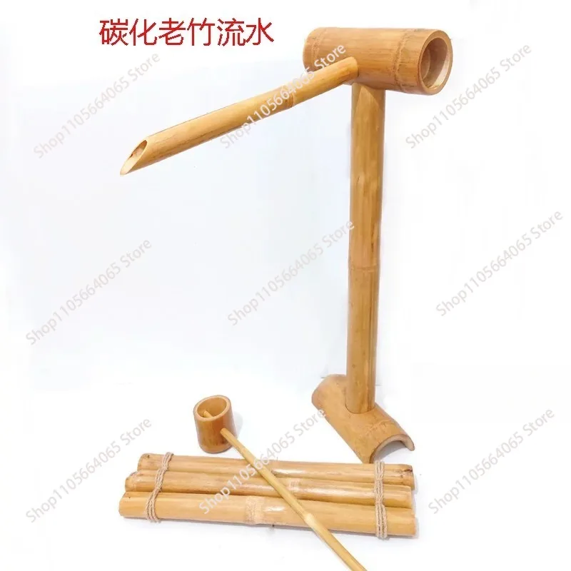 Balcony bamboo tube water fountain fish tank floor-to-ceiling stone trough self-made garden landscaping filter system