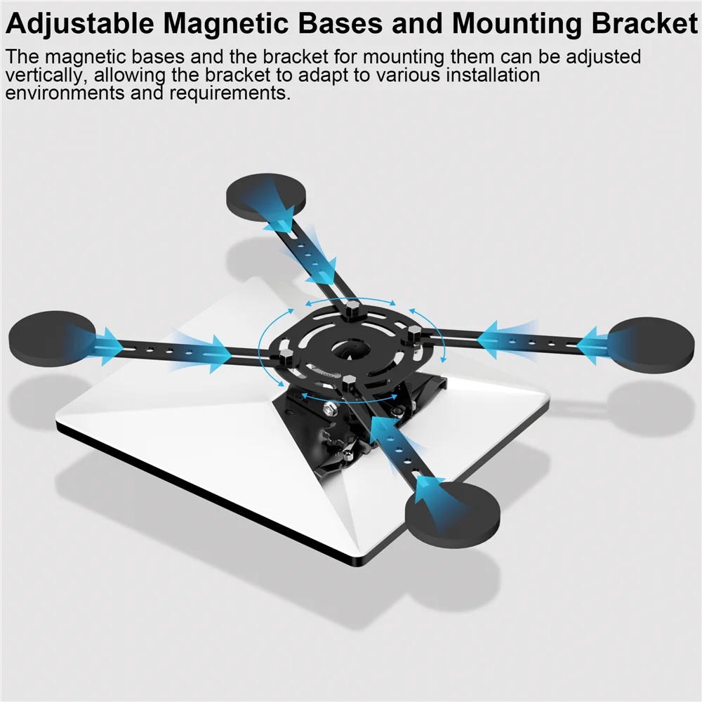 Starlink Mini (V4) Roof Mount, Adjustable Tilt Angle,Heavy Duty Metal Bracket, with 4 Magnetic Bases, for  RV Cabin Farm Garage