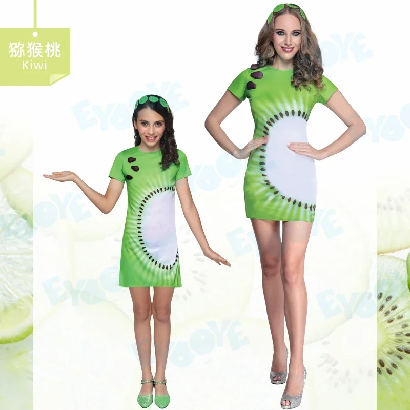 2025 Cosplay Costume Fruit Watermelon Pineapple Kiwi Strawberry Dress Performance Carnival Party Outfit Parent-child Clothes view 3