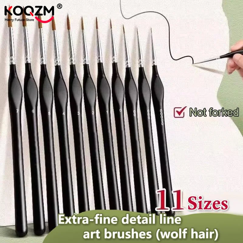 11Pcs Miniature Detail Paint Brush Set Nylon Bristle Liner Brushes Miniature Paint Brushes Mini Small Painting Brushes For Art