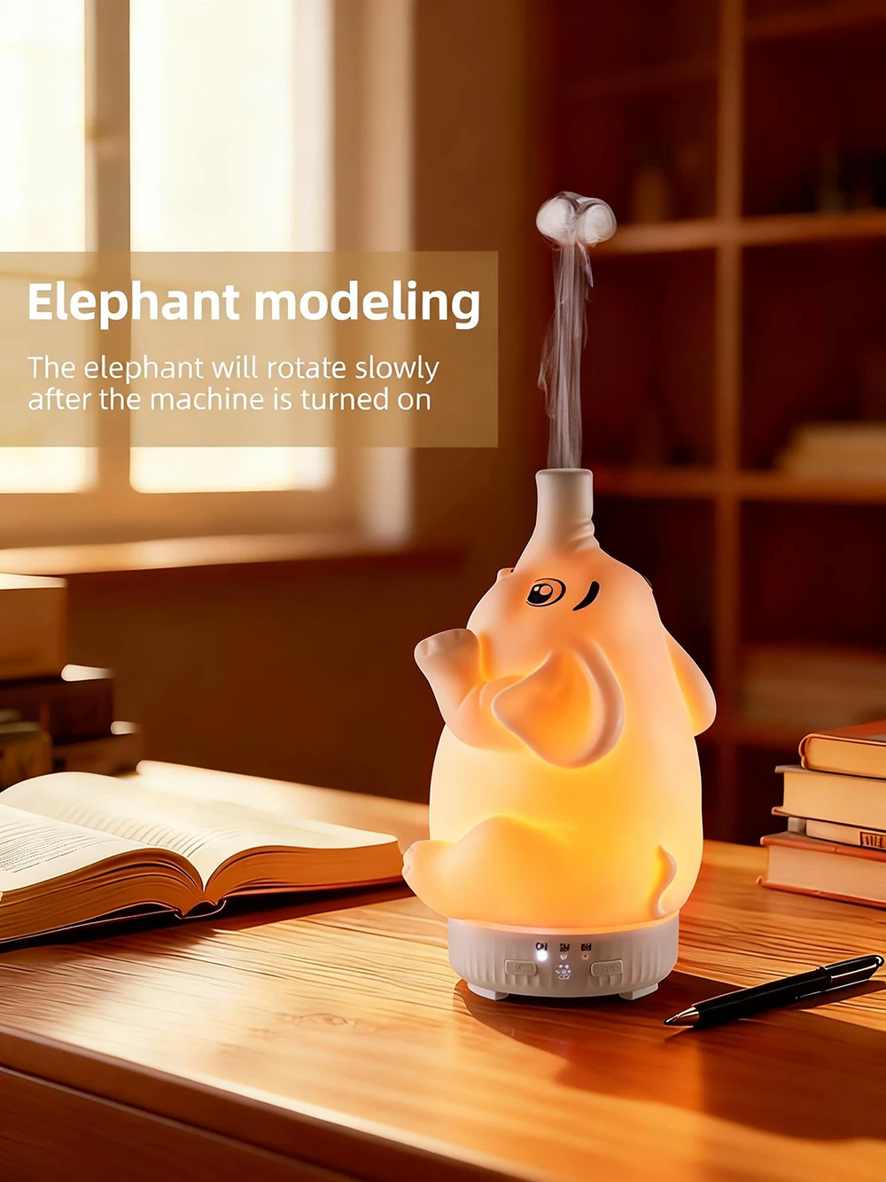 Elephant Aroma Diffuser with Mist and Night Light