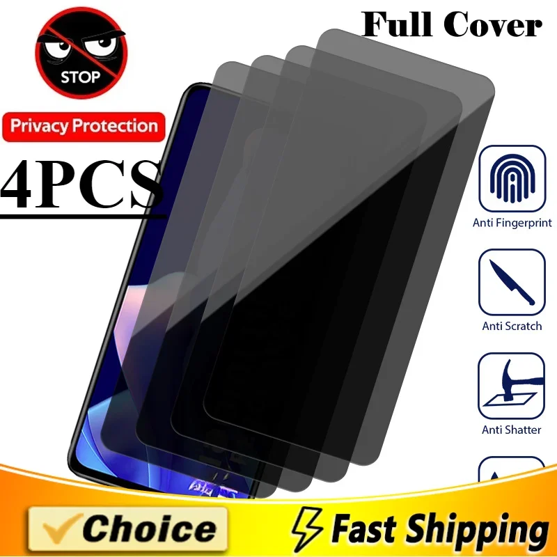 4Pcs Privacy Glass Anti-spy Screen Protector Glass For Z5 K5 Play A6 Note Lite S10 K10 Plus 13 A60 70 90 Lenovo Savior Pro Films