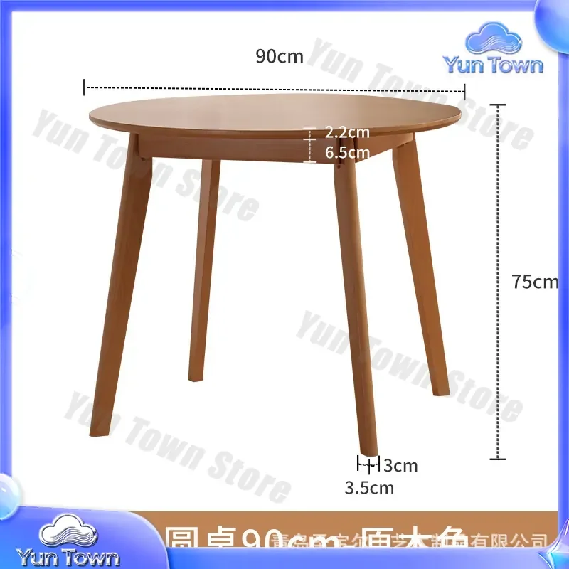 Solid Wood Dining Table for Small Apartment Round Oak Dining Table and Chair Set Japanese Modern Simple Style
