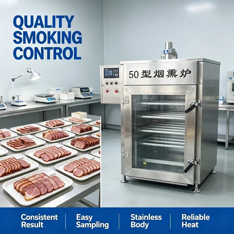 Stainless Steel Smoking Machine for Meat Fish Chicken Ham Sausage Commercial Smoker Oven with Double Layer Glass Door