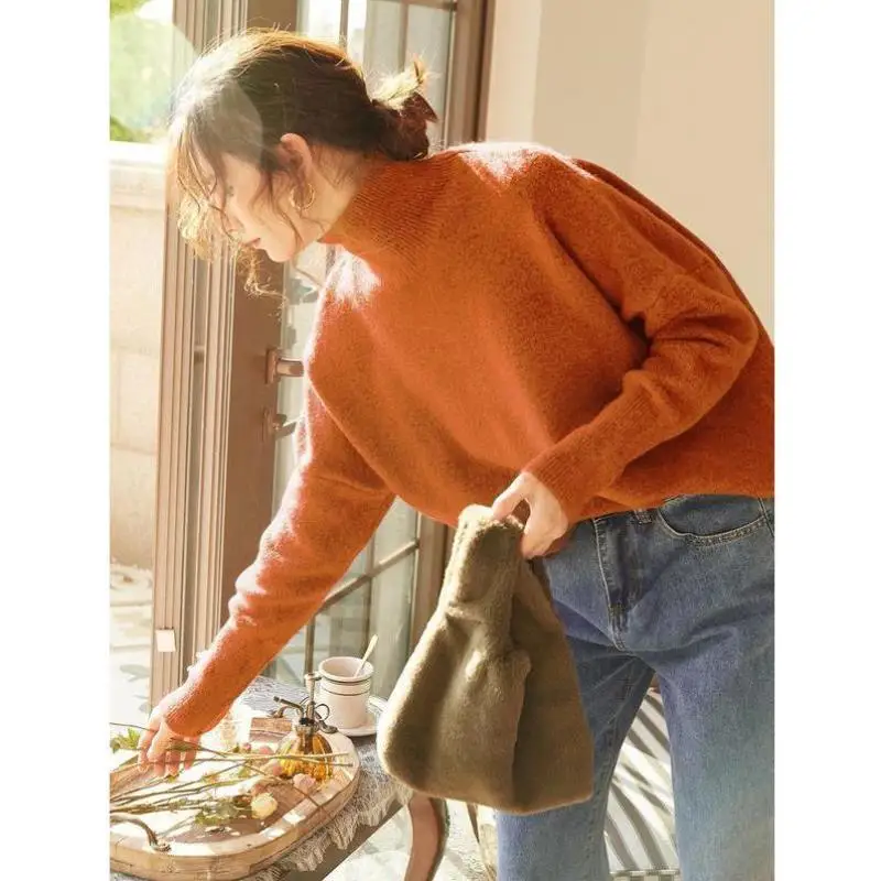 Sweter damski z dzianiny High Ne, nowy model jesienno-zimowy, transgraniczny, z szerokim kołnierzem Ne, włókno Coolmax, odzież wewnętrzna Ciwalk.