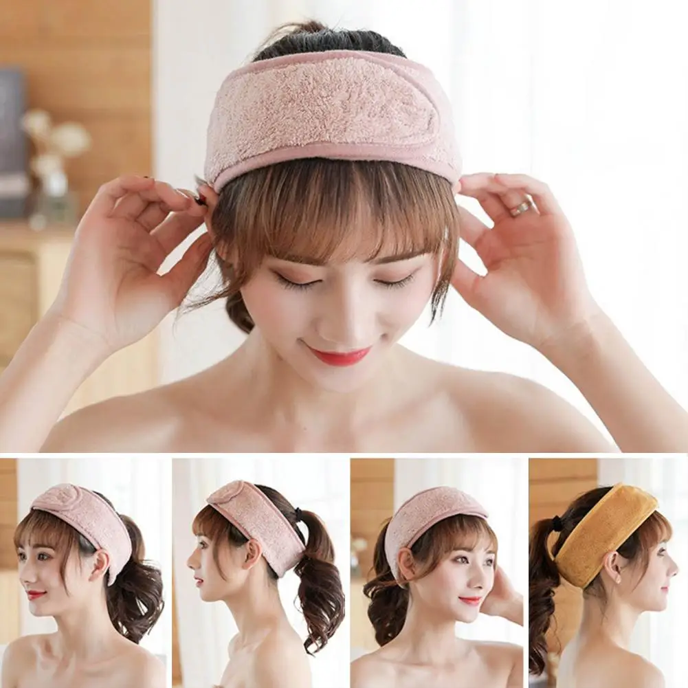 Women Makeup Hairband Fluffy Adjustable Wide Hairband Non Slip Yoga Spa Bath Shower Mak Eup Wash Face Cosmetic Spa Headband