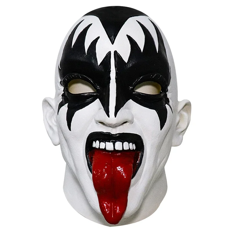 Gene Simmons Mask Horror Ghostface Latex Mascara Crazy Music Rave Festival abbigliamento travestimento Costume Cosplay di Halloween per uomo