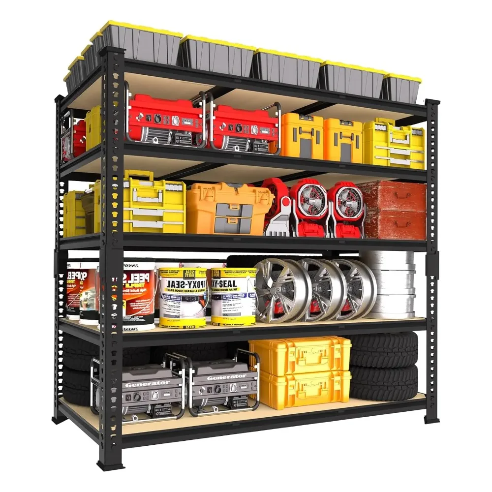 

Регулируемые сверхпрочные стеллажи для гаража 122 см (Ш) x 61 см (Г) x 183 см (В), 5-ярусный промышленный металлический стеллаж для индивидуальной организации хранения