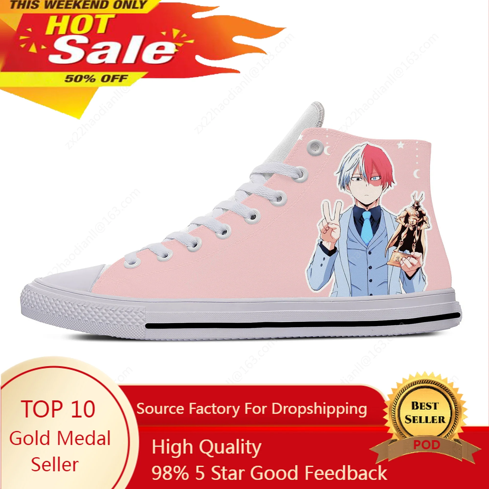 

Japanese Anime My Hero Academia Todoroki Shoto Casual Cloth Shoes High Top Breathable Lightweight 3D Print Men Women Sneakers