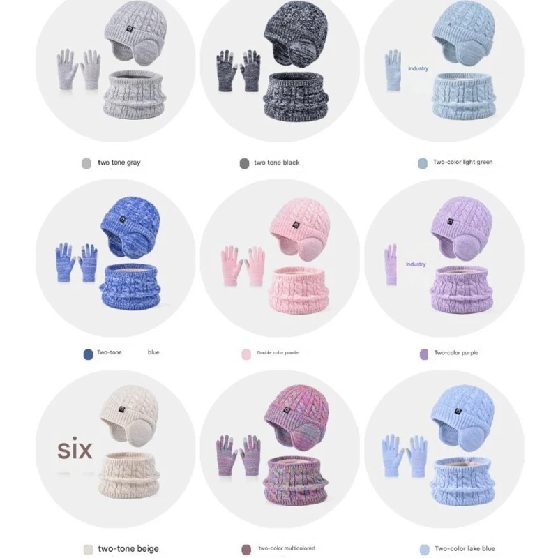 

DXAE Winter Essential для детей, дышащая акриловая шапка, теплые перчатки для шеи, комплект легких средств защиты от холода