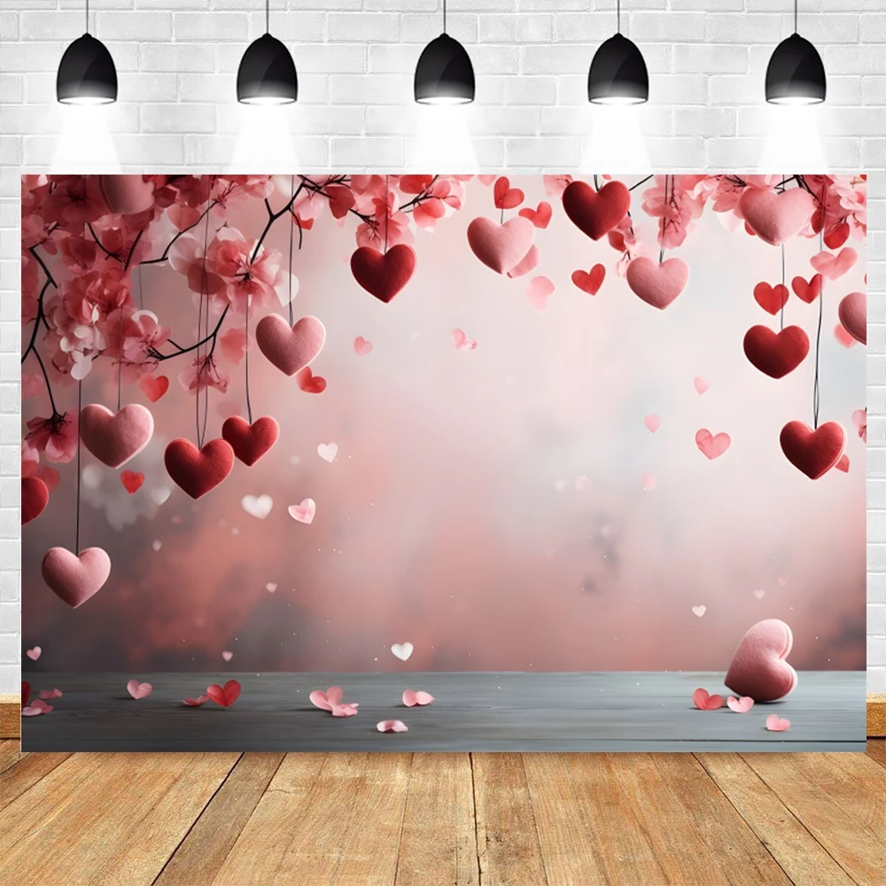 Valentine\'s Day Photography Backdrop February 14 Romantic Valentine Scenes Red Love Heart Floral Wedding Party Photo Background