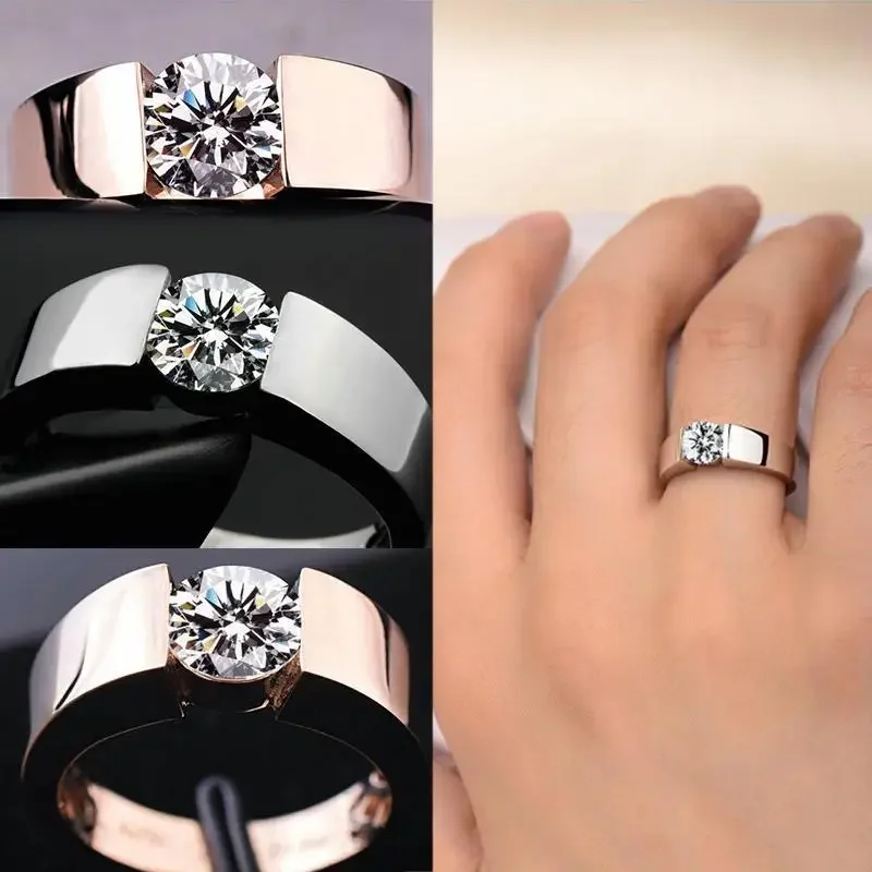 Simulated Diamond Rings Couple Getting Married Adjustable Ring Seeking Wedding Dress Photos Etiquette Style Props