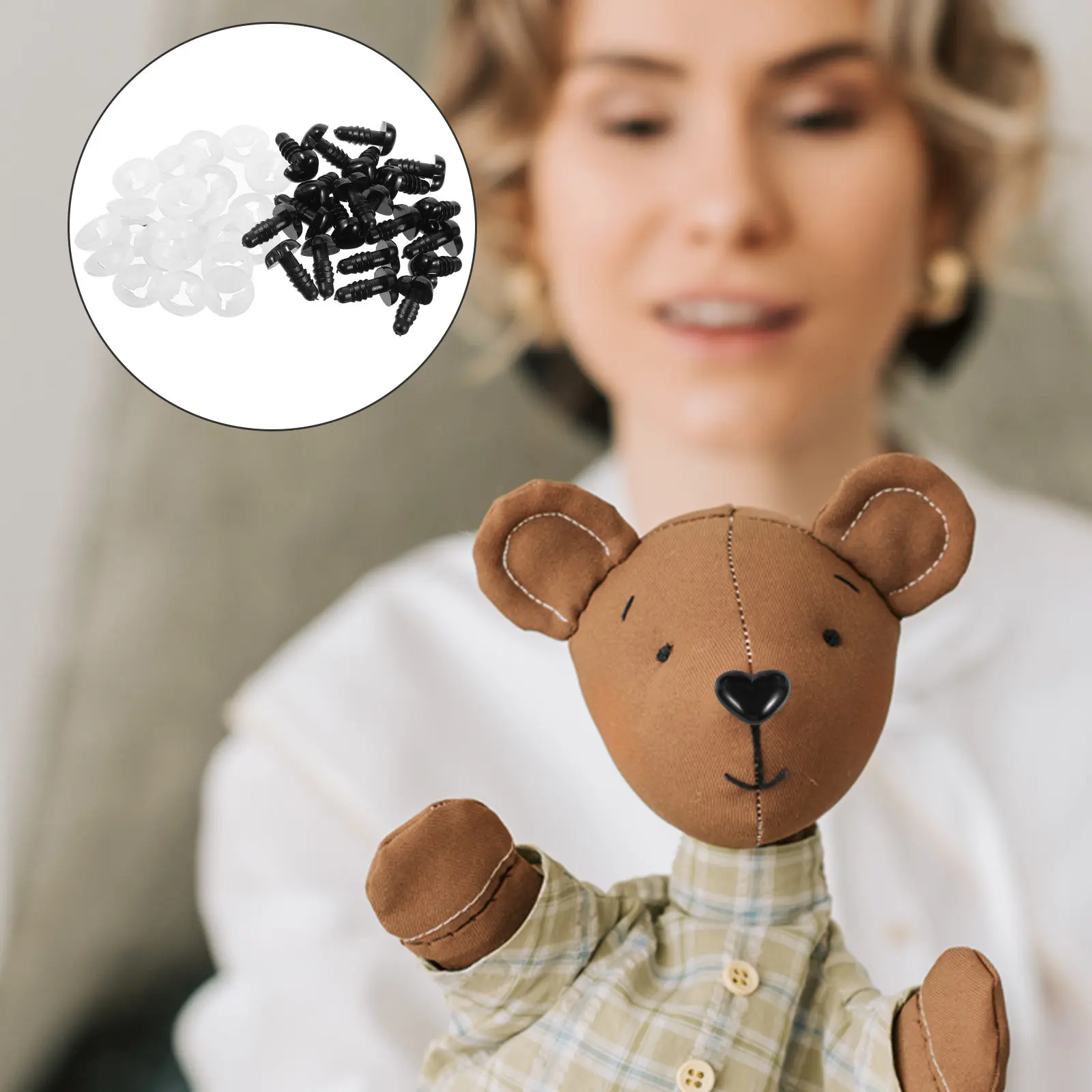 

100Pcs Safety Nose Ornaments for DIY Crafts Heart Shape Plastic Resin Nose for Puppets Stuffed Animals Halloween Costume