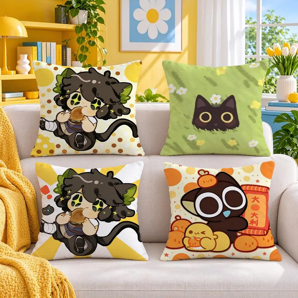 anime The Legend of Hei Cushion Cover Throw Pillow Short Plush Fresh Bright Cushion for Bedroom Sofa Ornament Present Gift