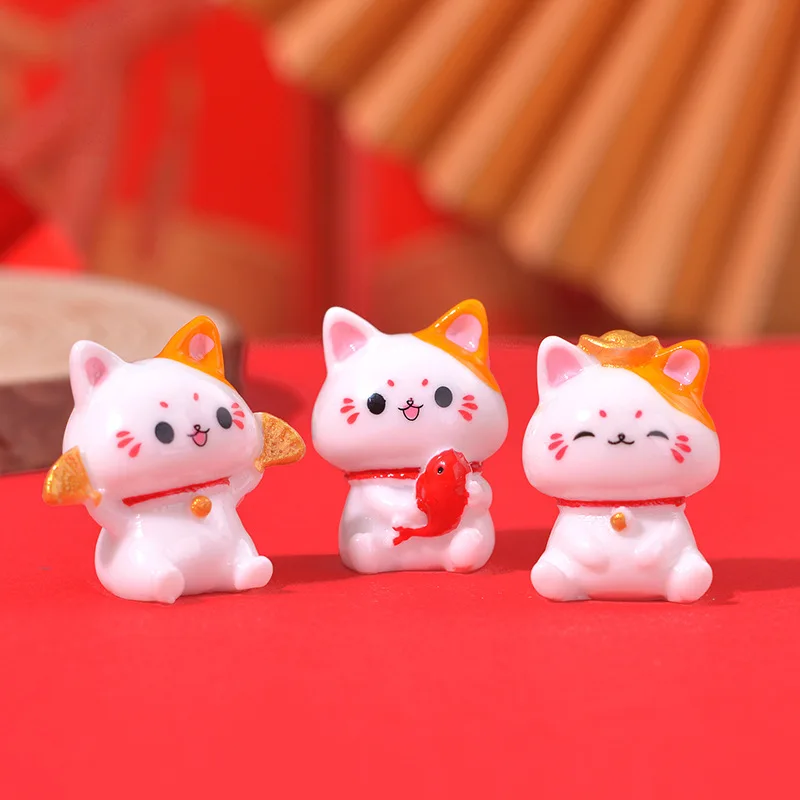 6PCS/Set Cute Mini Fortune Cat Figurines Lovely Lucky Simple Realistic Cat Miniatures DIY Micro Landscape Creative Ornament 2024