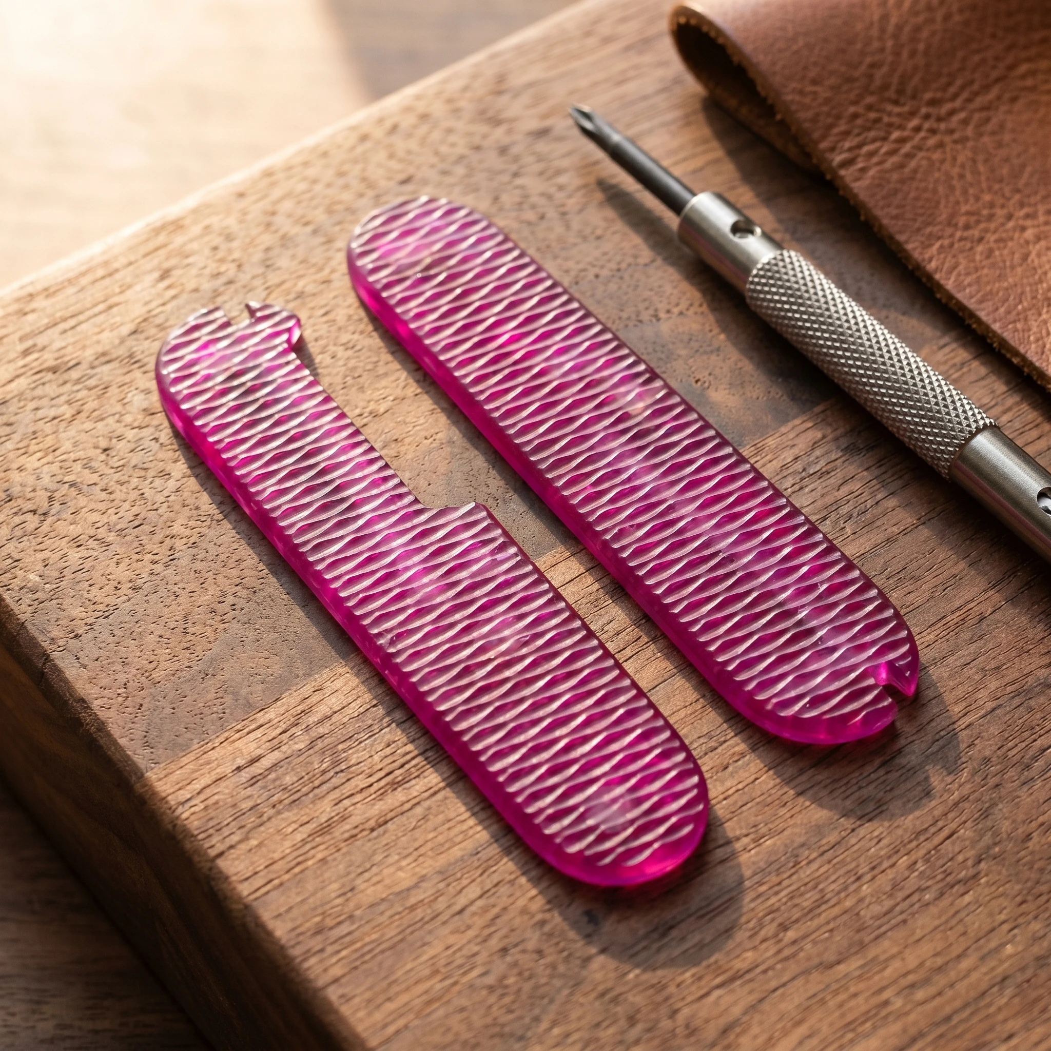 91mm Acrylic Handle Replacement Scales Transparent Purple Anti-slip Grip DIY Mod Parts for Victorinox Multitool EDC