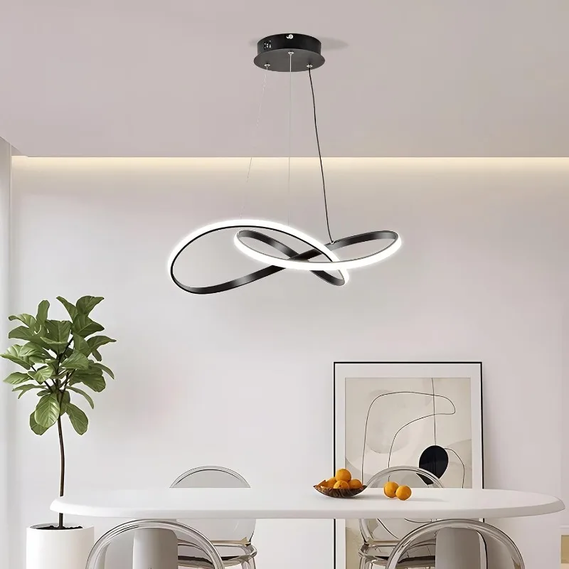 Nordic Restaurant Chandelier Simple Modern Creative Bar Shaped Personality Hanging Line Lamps for The Living Room Dining Room