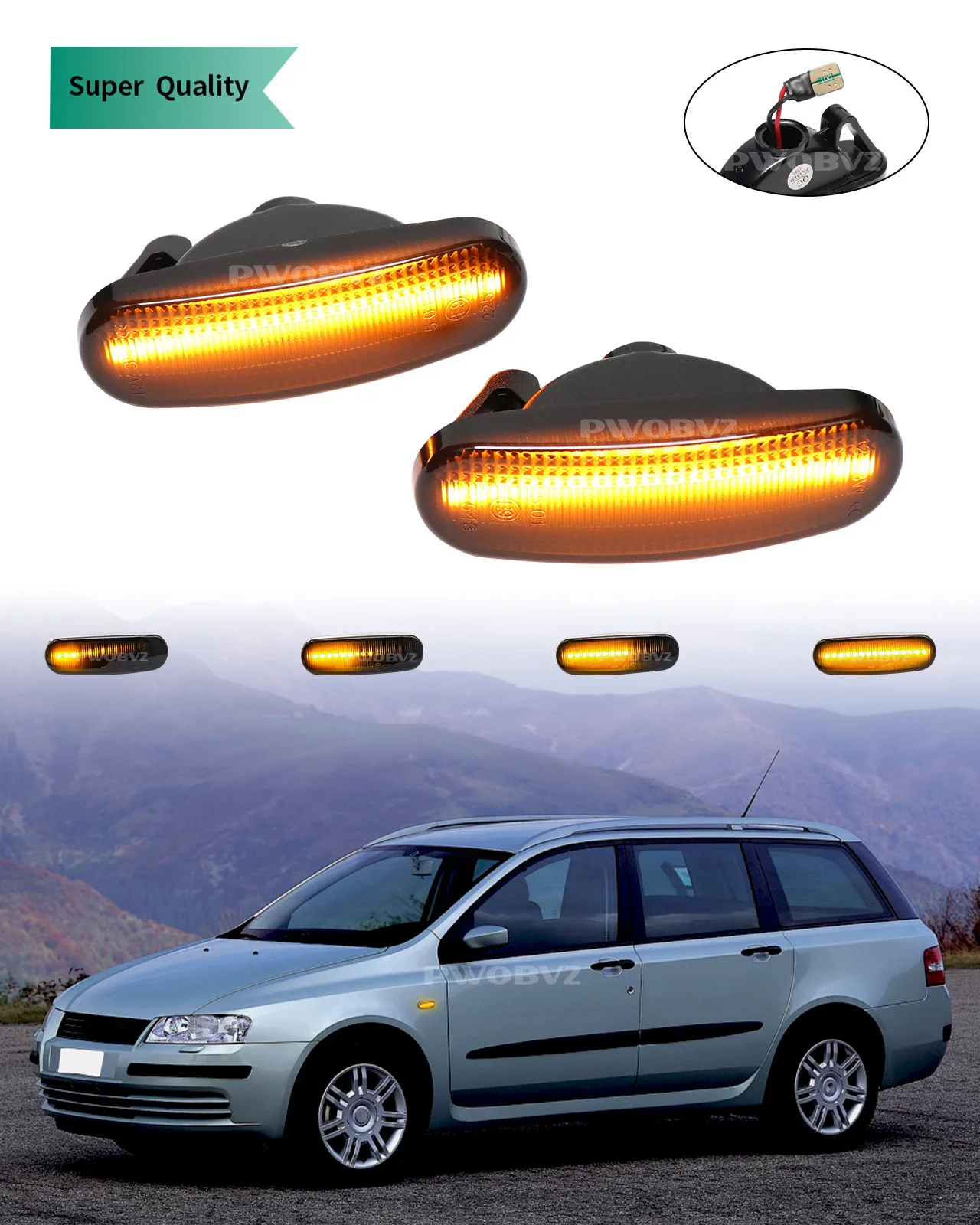 2pcs Dynamic Side Marker Light Turn Signal Blinker Lamp For Fiat Panda Punto Evo Stilo Qubo Peugeot Citroen Lancia Musa(350)