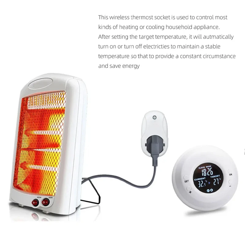 Temperature Controller Thermostat For Floor Chauffage Wireless Thermostatic Heating Thermostat Digital EU Plug Easy To Use