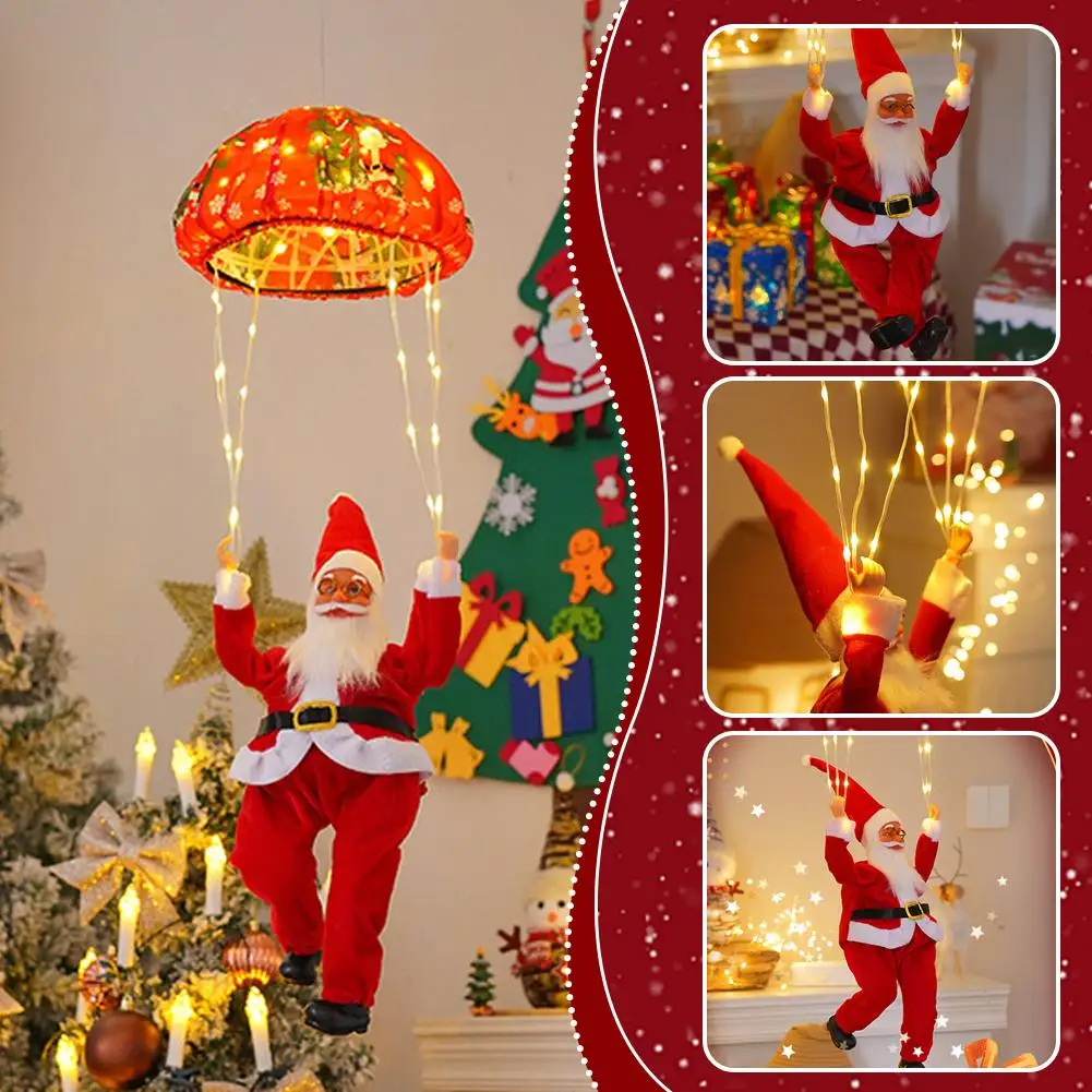 أضواء المظلة سانتا كلوز Led أضواء جو عيد الميلاد أضواء الشمسية في الهواء الطلق عطلة أضواء DIY #3