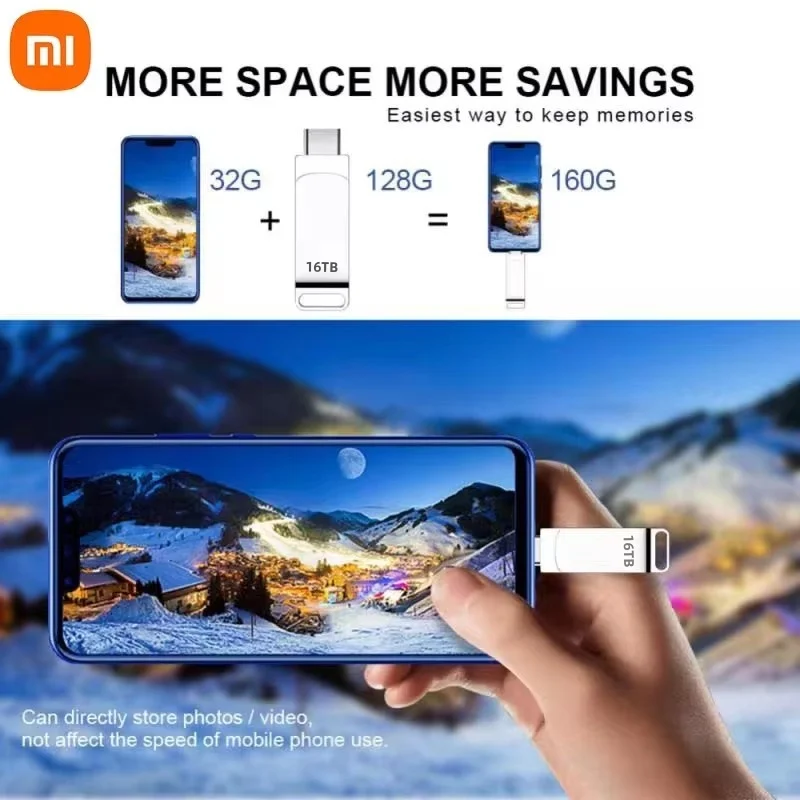 Xiaomi 16tb 3.2 flash drives de alta velocidade transferência usb metal pendrive cartão memória pendrive disco flash memoria vara à prova dwaterproof água