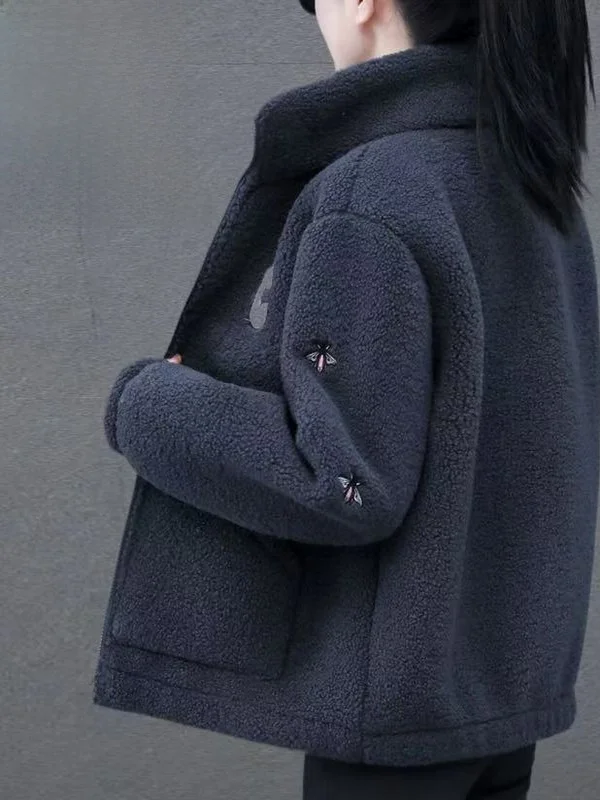 

Thiened Cotton Jaet Warm Fce Lined Winter Coat Sli Autumn Winter Outerwear for Mommy Stand Collar Zipper Closure K...
