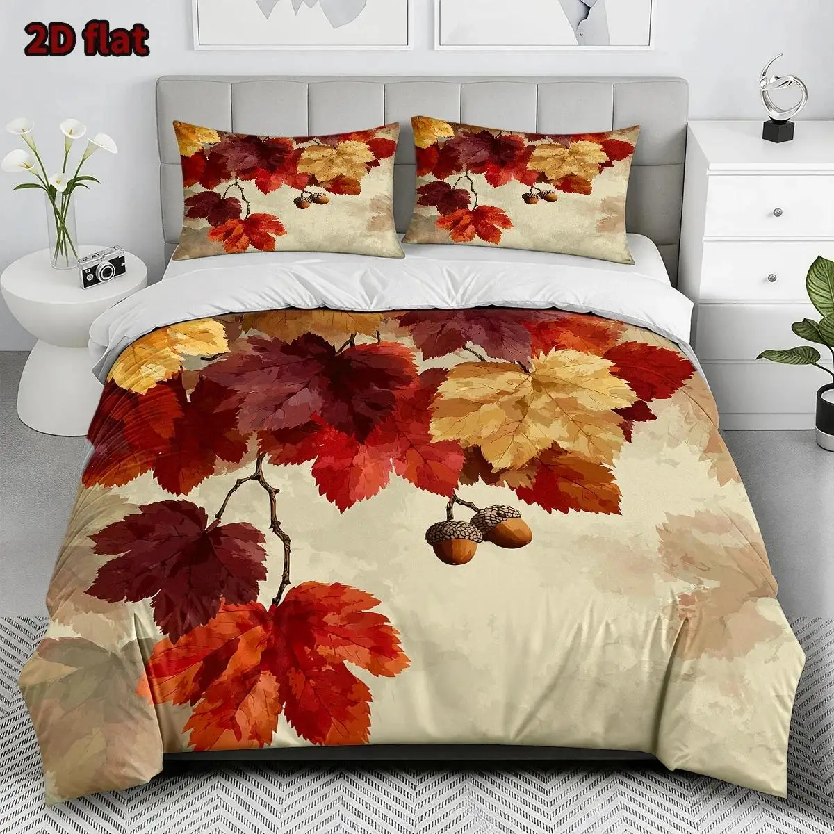 Quilt Cover Set with Pillowcases, 2D Flat Three-Piece Bedding Set (1*Quilt Cover + 2*Pillowcases), Suitable for All Seasons, Machine Washable, Hidden Zipper Design, Large Double Bed Cover Set, Suitable for Home, Dorm, Master Bedroom, Guest Room, Bedroom Decorative Bedding, Three-Piece Quilt Cover Set