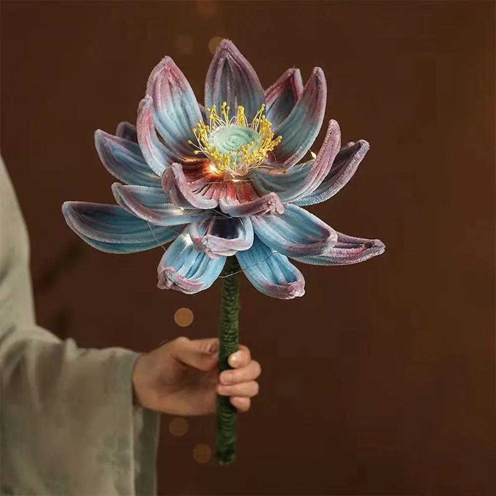 

Handmade Twisted Stick Lotus Flower Lantern DIY Material Package Glowing Chinese Traditional Lantern with LED Light