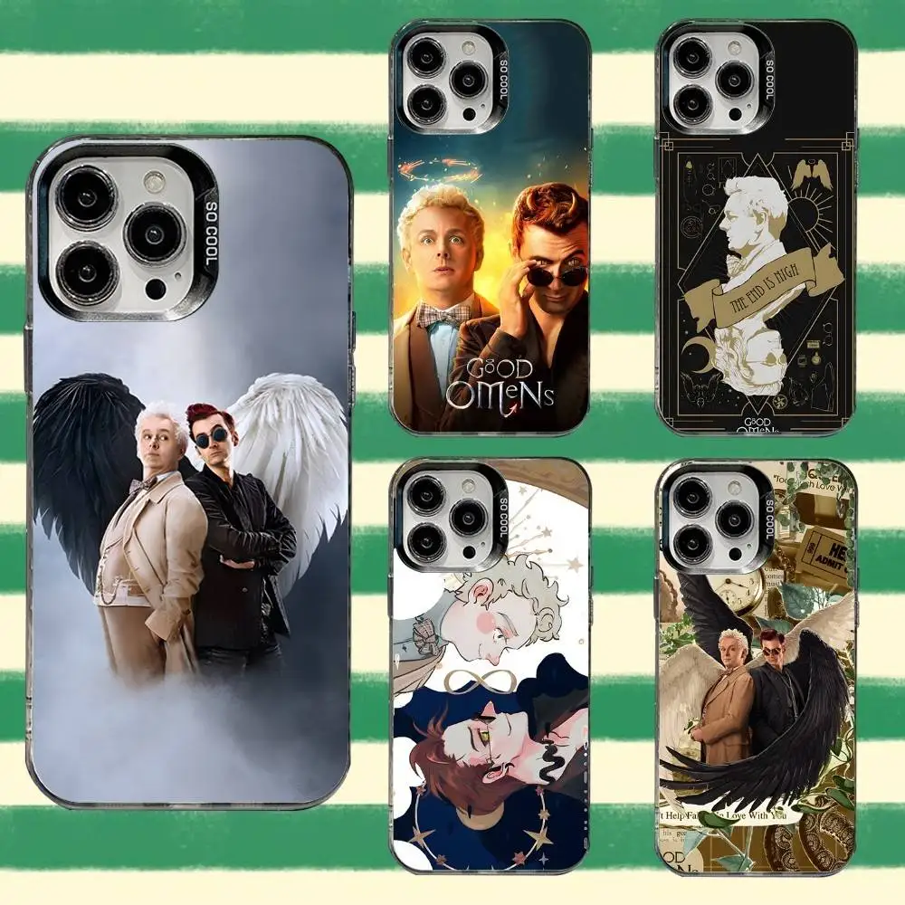 

G-Good Omens Lucifer Phone Case For iPhone 16,15,14,13,12,11,8,7,Pro,Max,Plus,Mini,XS,SE Anti Fall Black Matte Hard