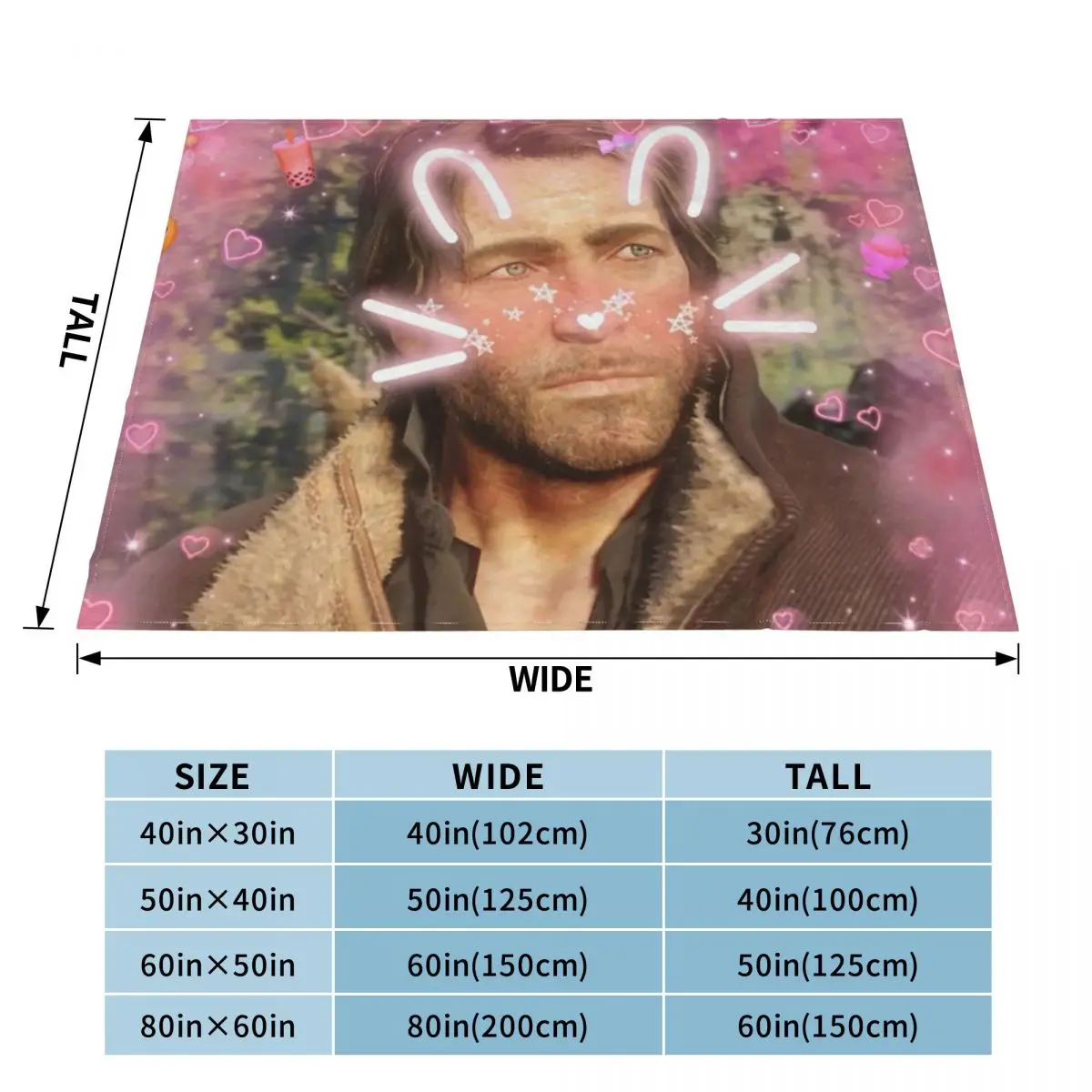 Arthur Morgan Hearts Blankets Soft Warm Flannel Throw Blanket Plush for Bed Living room Picnic Travel Home Sofa