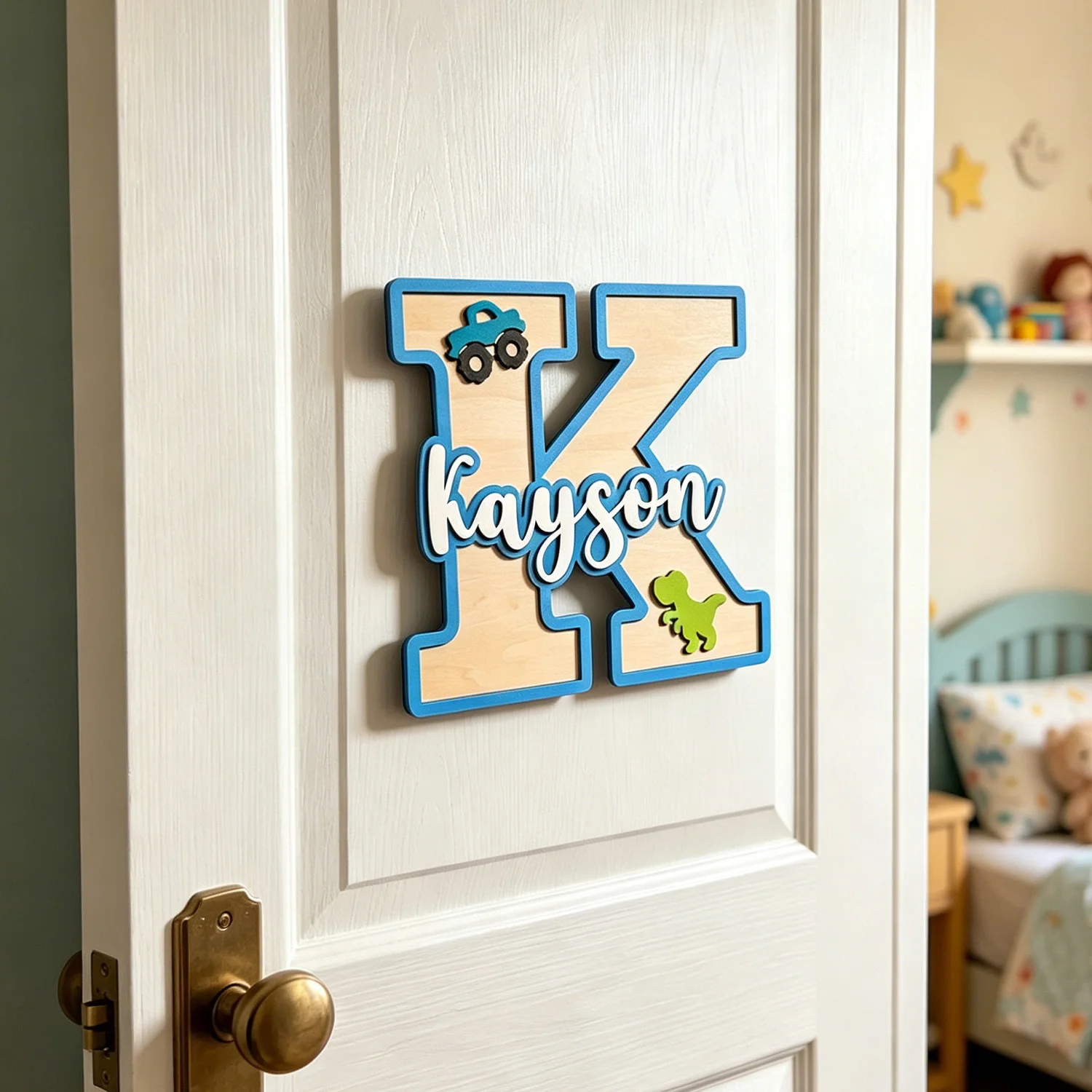 1pc Wooden Plaque with Customized Name, Children's Room Decoration, Door Identification, Birthday, Anniversary, Party Decoration