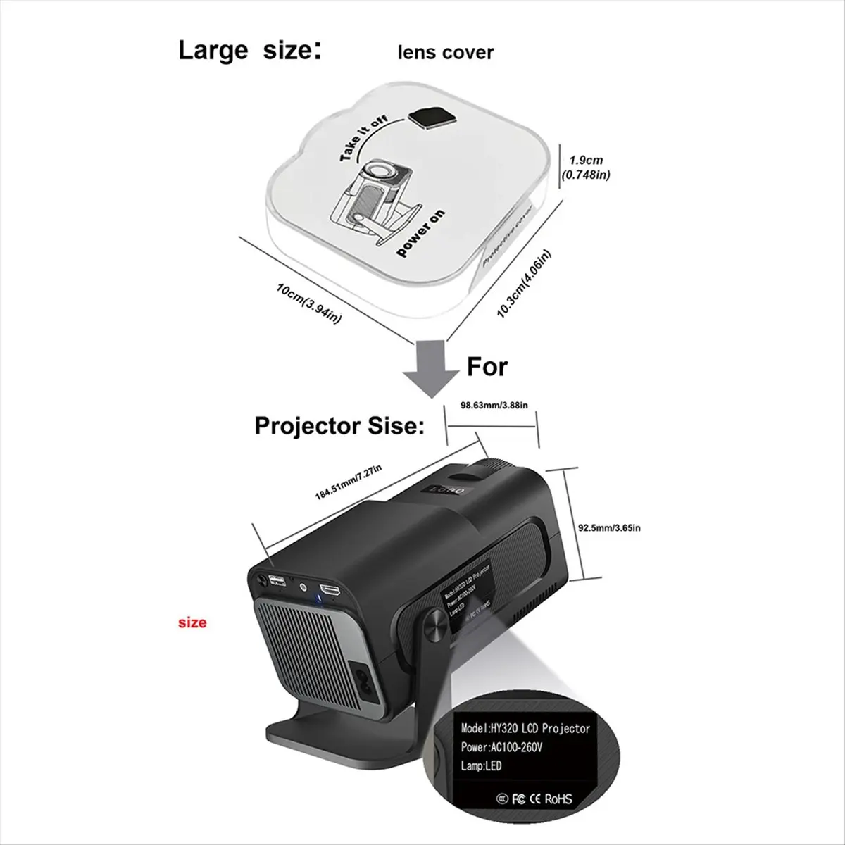 & L72A  HY320 Projector Lens Cover Dust Protection Cap for HY320 Projector Essential Projector Accessory