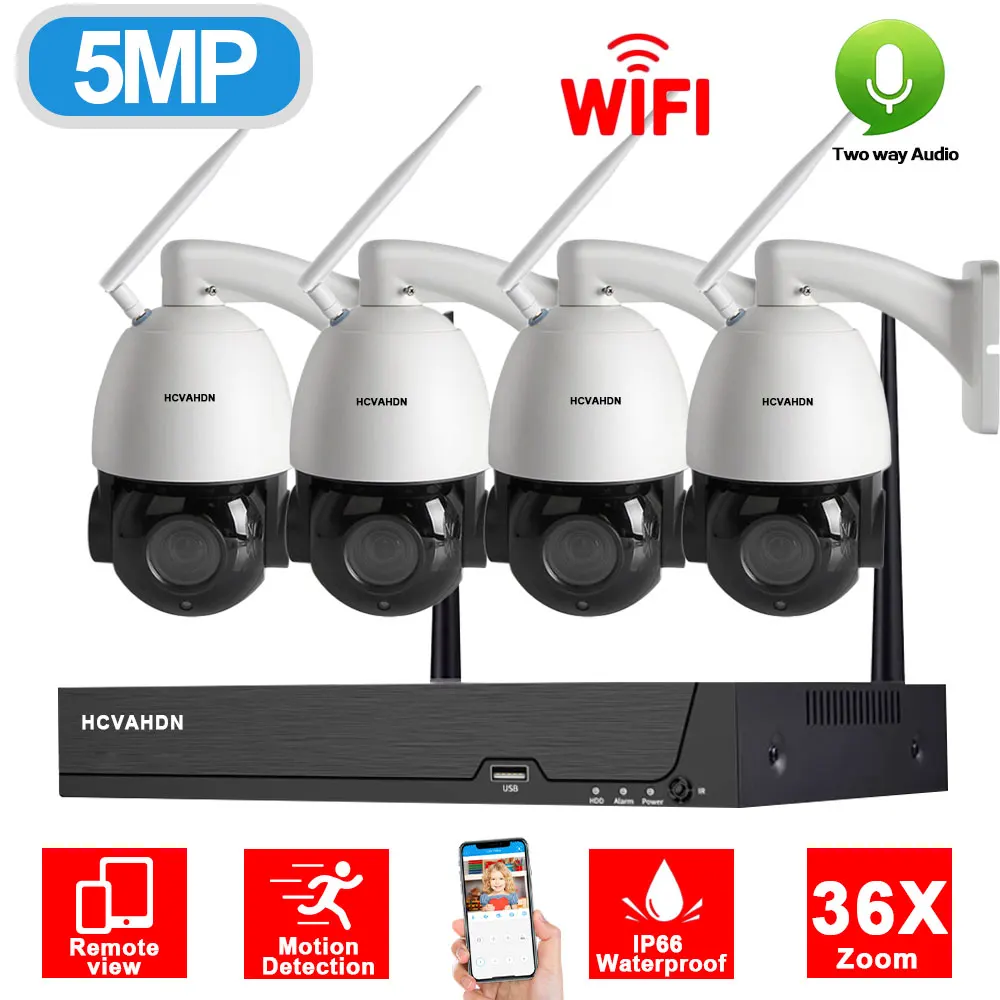 

XMEYE 5MP 36X Zoom Wifi PTZ CCTV Camera Security System Kit 5MP 4CH Wireless NVR Kit 2 Way Audio IP Camera Video Surveillance