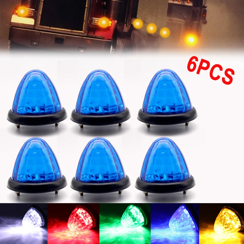 6x Waterproof 24V LED Side Marker Lights Indicator Turn Signal Clearance Rear Tail Parking Lamps Truck Trailer Lorry RV Caravan