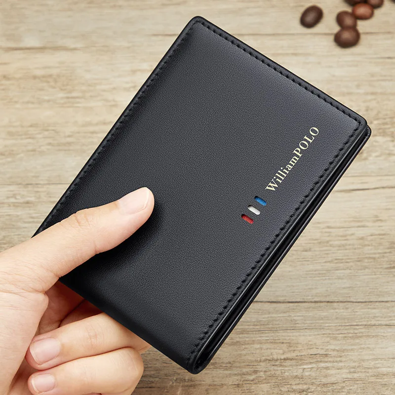 Men's Fashion Card Cover Mini Thin Leather Short card holder Multi functional Card Bag