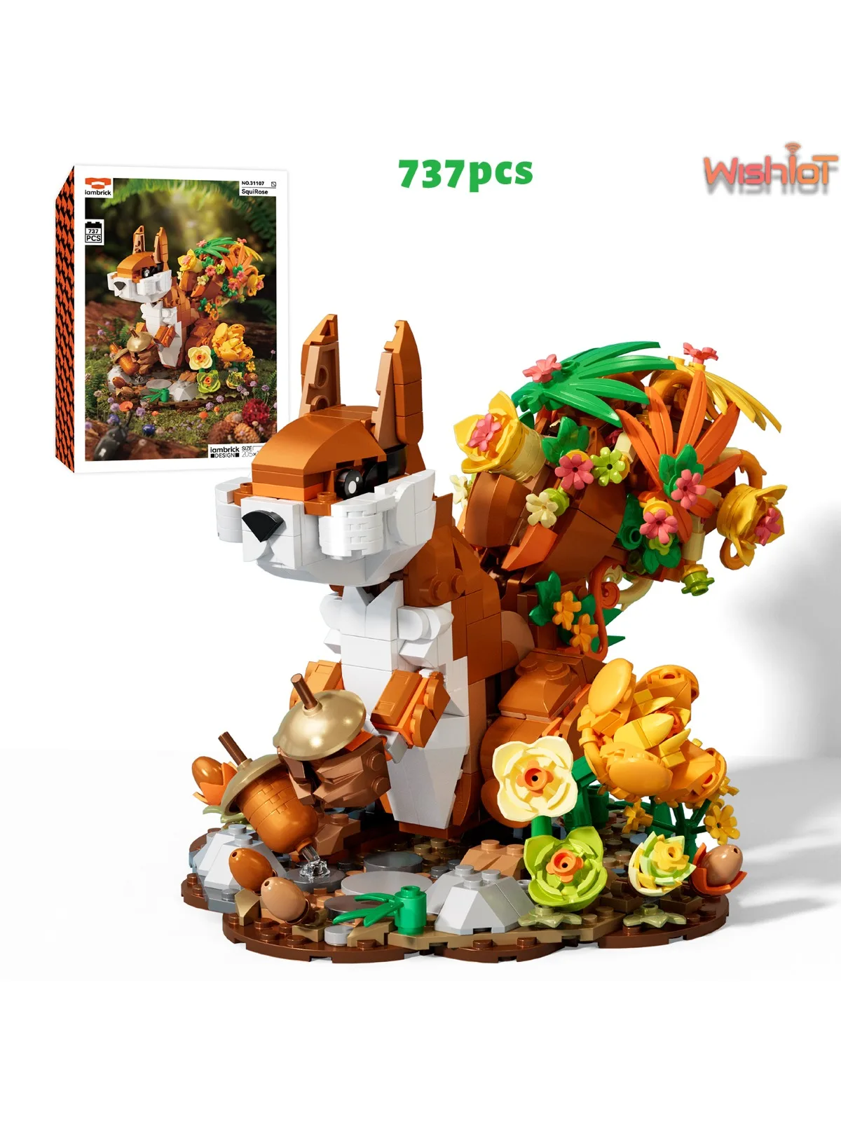 737PCS SquiRose Bouwstenen Bloem Dieren Serie Bloemstaart Eekhoorn Model Home Decor Montage Speelgoed Leuke Meisjes Geschenken - afbeelding 2