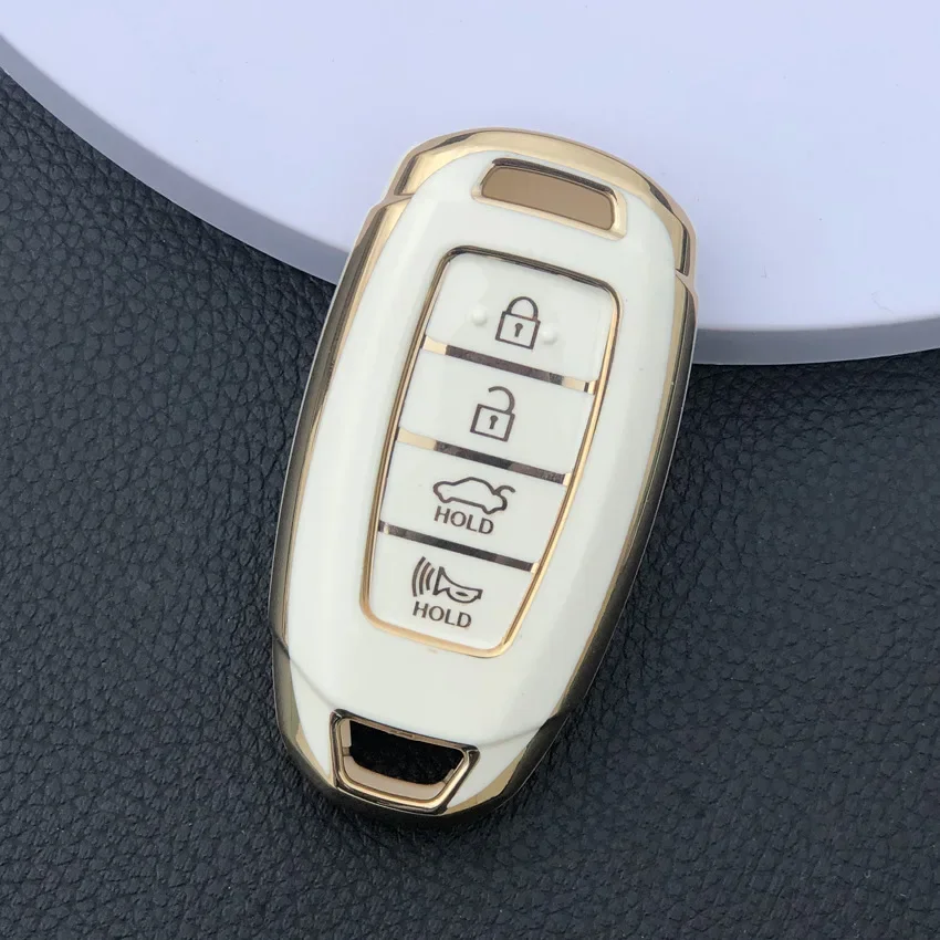 Housse de clé de voiture en Tpu 4 boutons, porte-clés pour Hyundai Veloster N Encino 2020 Venue Sel 2020 Santa Fe Kona Ev