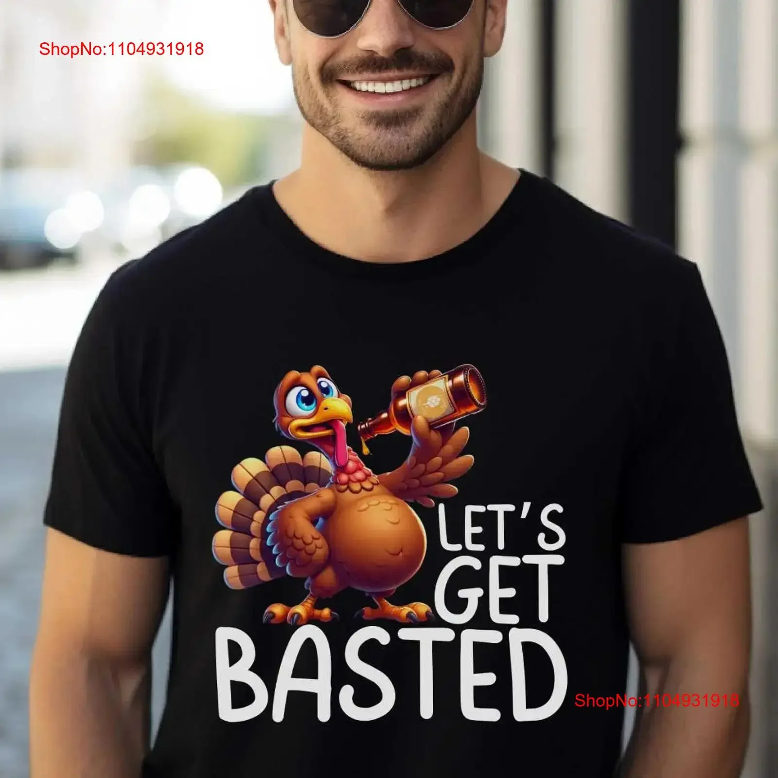 

Thanksgiving T Shirt Let's Get Basted vintage Washed Top For Everyday Wear Versatile Breathable Unisex homme graphic