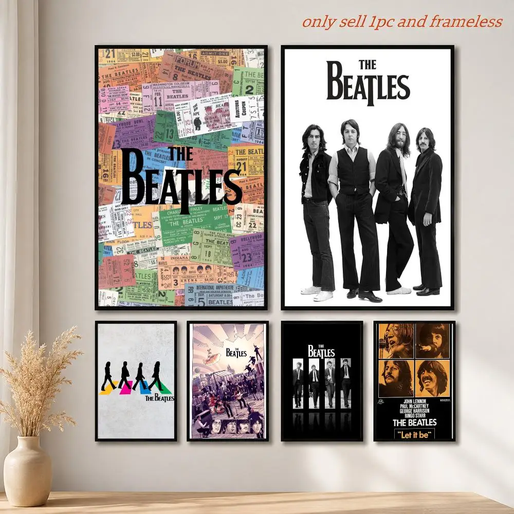 Music Band T-The Beatles Band Poster Mural HD Wall Decals for Bedroom Living Room Home Self-Adhesive Decor Gift