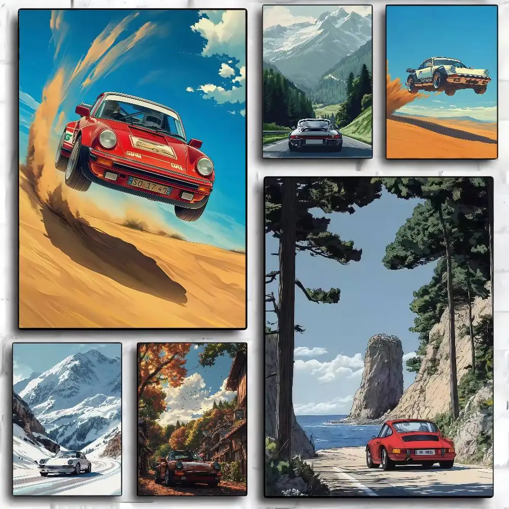 Classic Alpine Drive Classic Vintage Posters Decoracion Painting Wall Art White Kraft Paper Kawaii Room Decor