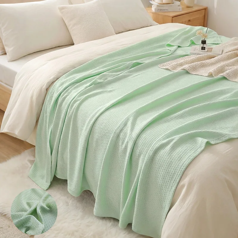 100% Bamboo Fiber Summer Blanket Lightweight Breathable Diamond Grid Air Condition Cooling Quilt Skin-friendly Duvet Comforter