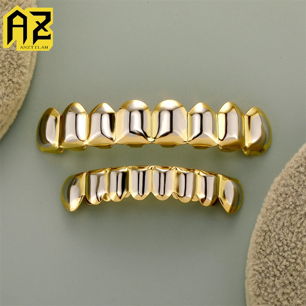 

Anztilam Double Colors Grillz Iced Out Grills Tooth Grill Men Women Hip Hop Caps Brass Fashion Jewelry Free Shipping