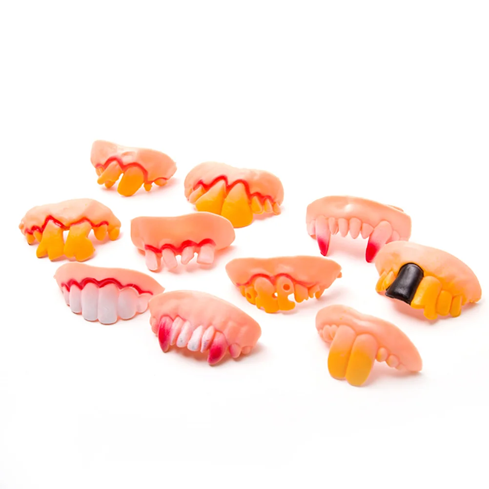 Teeth Halloween Fakefalse Funny Artificialfangs Toy Dentures Ugly Wacky Gag Denture Joke Cosplay Prank Costume Gnarly Adults