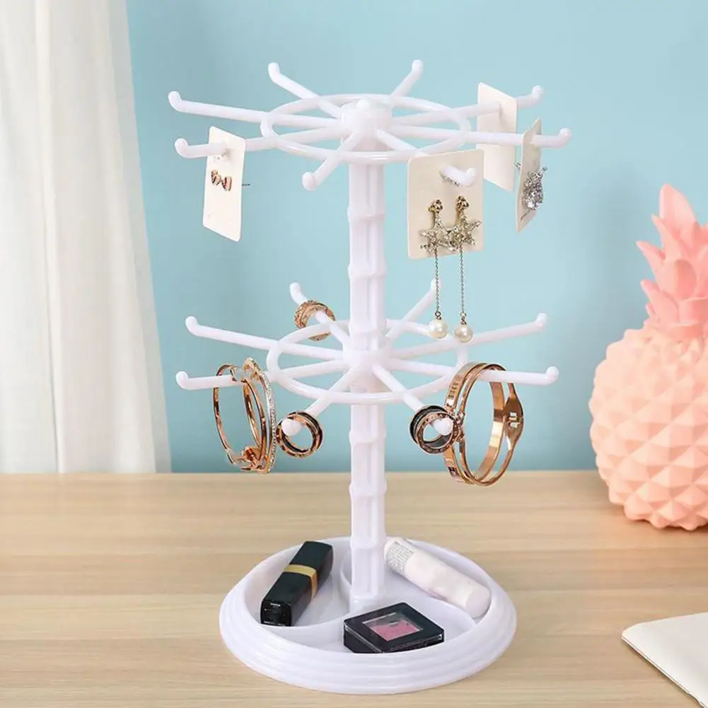 

3-Tier Rotating Jewelry Organizer Stand PP Plastic Earrings Necklace Bracelet Pendant Display Holder Rack Jewelry Accessories