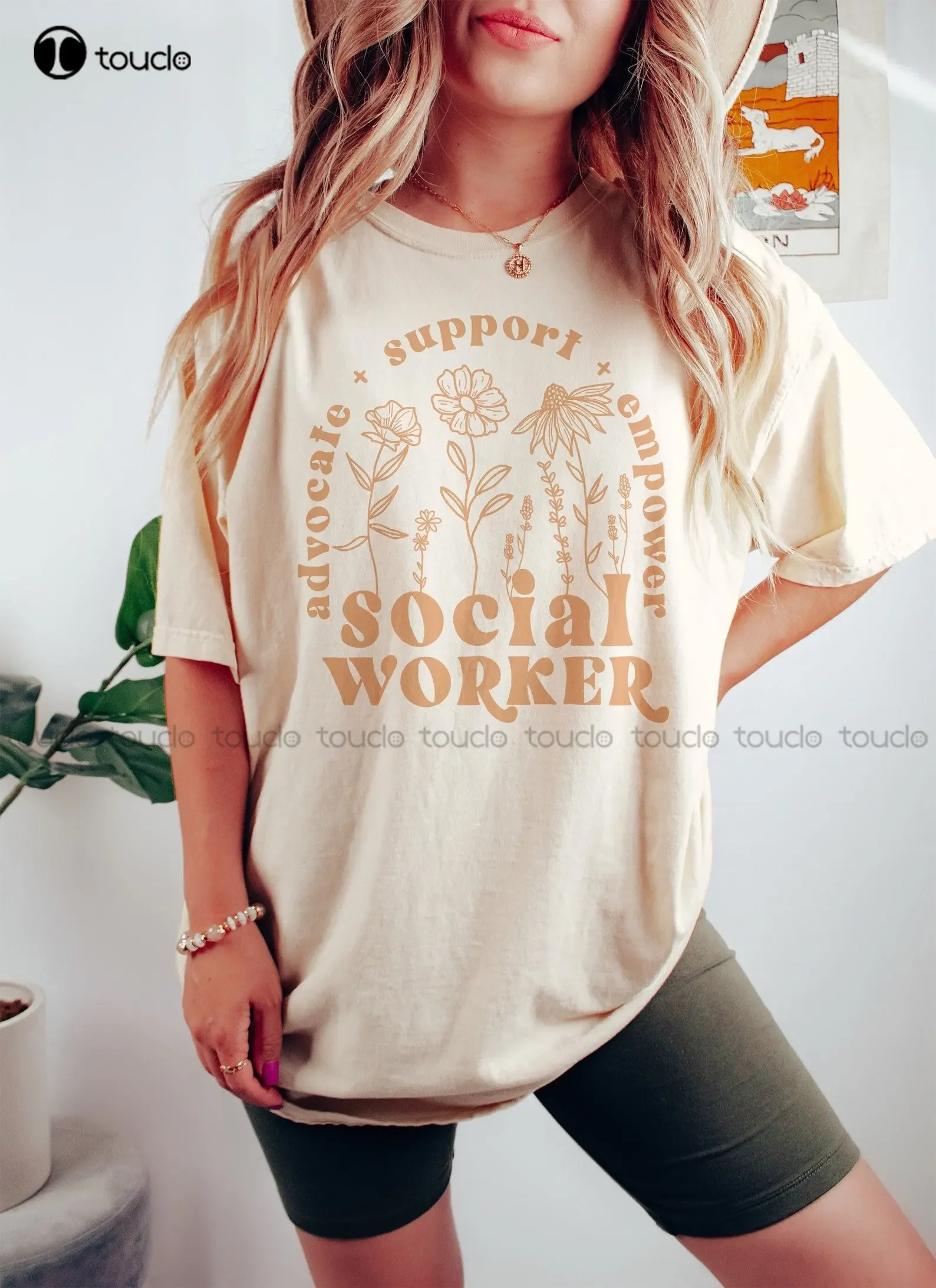 Social Worker Wildflower Shirt Social Work Month Advocate Support Empower Student Graduation T Shirts For Men Custom Gift Xs-5Xl